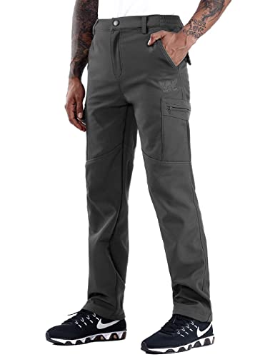 ZOEREA Pantalons de Randonnée Homme Softshell Doublé Polaire Coupe-Vent Outdoor Sport Travail Escalade Camping Trekking Montagne Pantalon Style 3 Gris(avec Polaire),XL