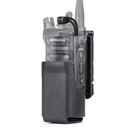 Zeadio Tactical Radio Holster for Motorola APX 6000 / APX 8000 - Hard Shell Radio Holder with Elastic Cord Retention MOLLE Compatible Radio Pouch for Law Enforcement Security & Tactical Use etc