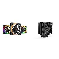 be quiet! Light Wings 120mm PWM Lüfter 3er Pack ARGB-Beleuchtung leiser Gehäuselüfter 4-pin BL076 &amp; Pure Rock CPU-Kühler, 120 mm PWM-Lüfter, passend für Intel und AMD Sockel, BK006, BK007