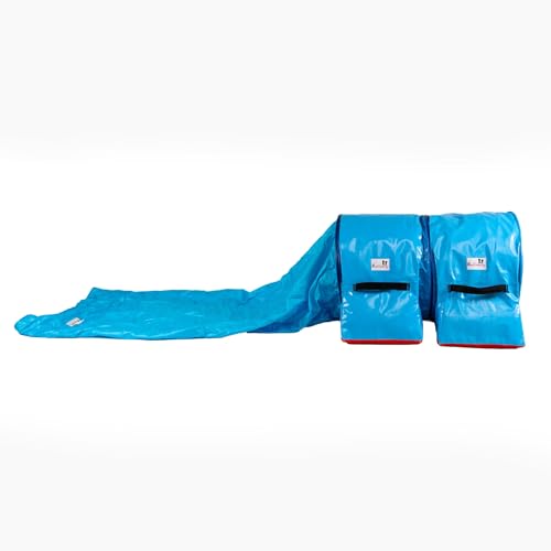 Callieway Dog Agility Sacktunnel Fun&Slip/Agilitysacktunnel mit 60cmØ für Agility Training/Welpentraining inklusive 2X Stützsandsäcke (Blau)