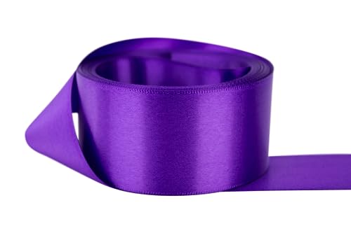Image of Ribbon Bazaar Double Faced Satin - Premium Gloss Finish - 100% Polyester Ribbon for Gift Wrapping, Crafts, Scrapbooking, Hair Bow, Decorating & More - 1 /4 inch Purple 50yd Spool
