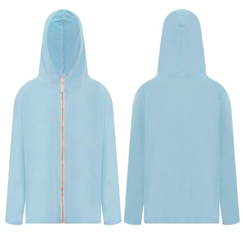 TiaoBug Kids Girls Boys Sun-Protective Clothing Long Sleeves Zipper UV Blocking Hooded Jacket Outerwear3