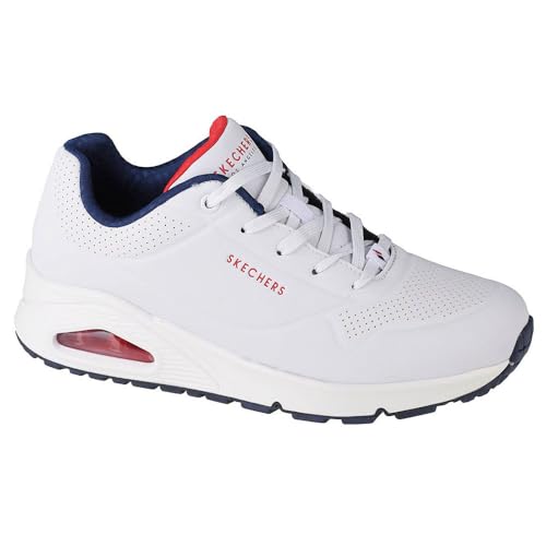 Skechers Damen UNO Stand ON AIR Sneakers, WNVR White Durabuck / navy & red trimm, 37 EU