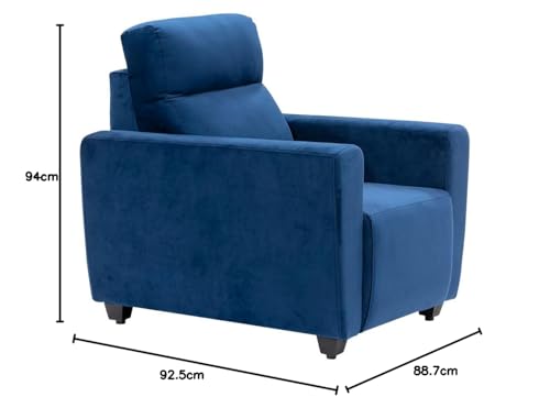 Image of Wakefit Sofa Set | 3 Year Warranty | Sofa 1 Seater, 1 Seater Sofa for Living Room, Wooden Sofa Set, Sofa Set Single Seater - Belize(Fabric-Velvet : Blue)