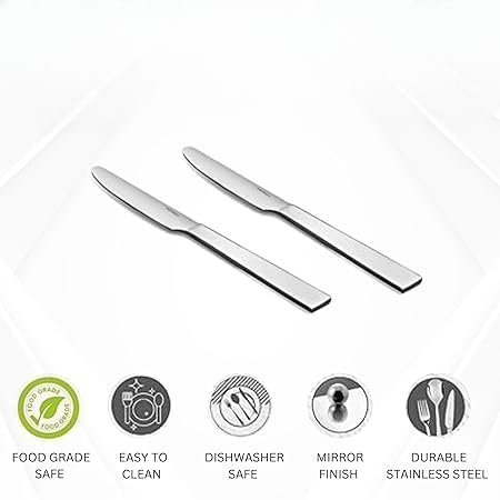 Image of Convay Stainless Steel Butter Knives Set of 12 with Pearled Edge Design | Premium Dinner Knife for Spreading Butter, Jam & Cheese | Rust-Resistant Cutlery for Home, Kitchen & Dining