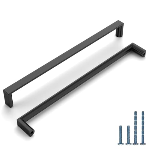 Image of 6 Pack 10 Inch Matte Black Cabinet Pulls, Black Kitchen Hardware