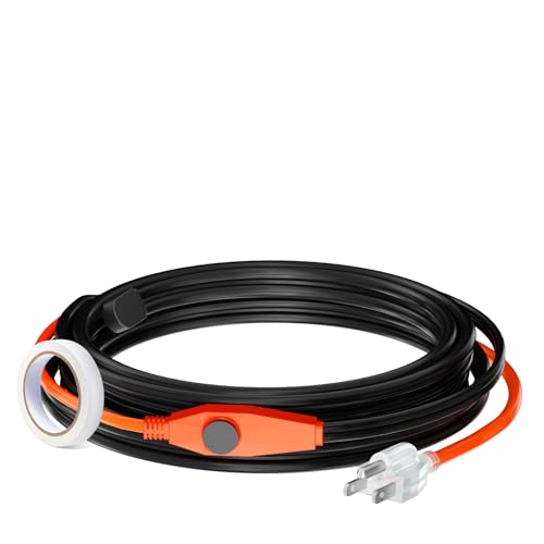 VEVOR Pipe Heating Cable, 24FT 7W/FT Heat Tape for Pipes with Built-in Thermostat, Water Pipe Heat Cable Protects PVC Hose, Metal and Plastic Pipe from Freezing by VEVOR - Used condition - US$13.47