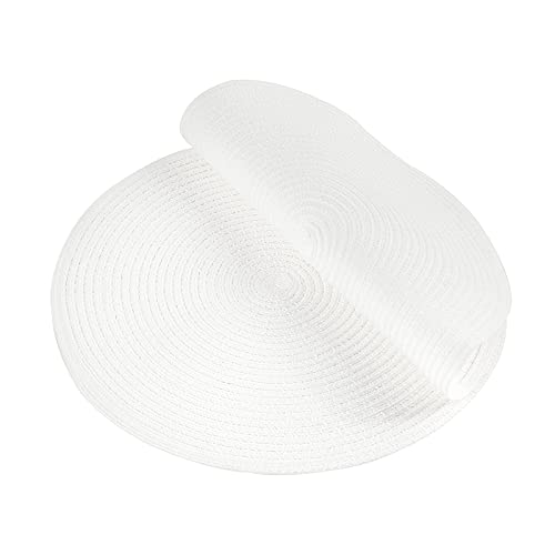 Image of SHACOS Round Braided Placemats Set of 4 Washable Round Table Mats for Dining Table 15 inch (White, 4)