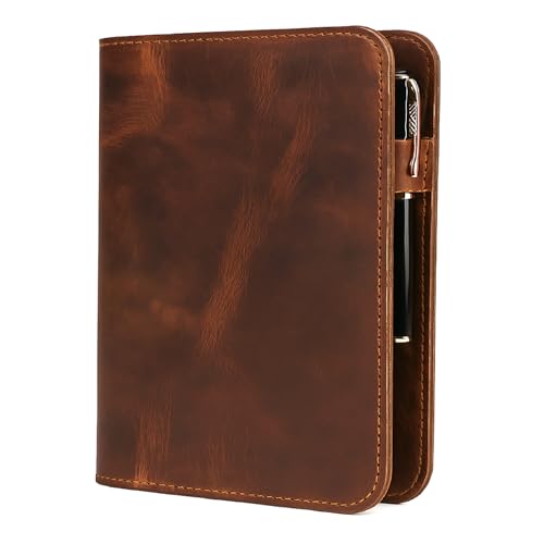 TheAntiq A5 Leather Journal Cover (Tan) Refillable Notebook Protector 6