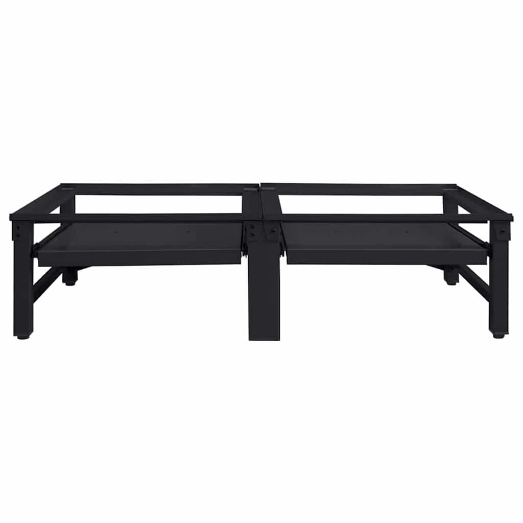 Waschmaschinen-Podest aus Stahl Schwarz 124,5 x 61,5 x 32,5 cm 2-teiliges Untergestell für Waschküche mit verstellbaren Füßen, Antivibration und verbesserter Ergonomie