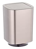 WENKO Schwingdeckeleimer Auron Silber - Kosmetikeimer mit Schwingdeckel, Badeimer Fassungsvermögen: 5.5 l, Kunststoff, 17.2 x 25.5 x 17.2 cm, Silber