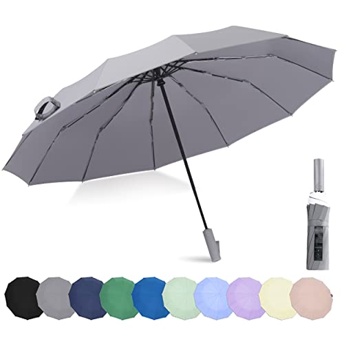 Image of BAODINI Windproof Compact Rain Umbrella for Travel 42 /46 Inch Premium Fabric Auto Open Perfect for Purse and Backpack Portable Umbrella for Women and Men