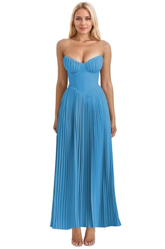 Strapless Corset Bridesmaid Dresses 2025 A Line Ruched Chiffon Wedding Guest Gown for Women