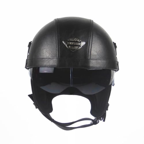 Casco abierto de motocicleta retro en cuero y ABS para adulto en scooter 3