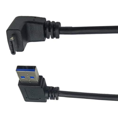 USB 3.0 変換アダプタ, 高速USB-C 3.1 90度オス to USB-A 3.0 L字型の左ベンドオス ケーブル 超高速データ転送(最大5Gbps) USB Type-C機器対応 変換 延長 コネクタ