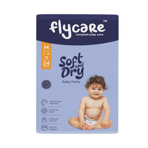Image of Soft & Dry Baby Pant Style Diaper M Size (Medium) | 7-12 kg | 34 Count (Pack Of 1) |Comfortable and Cotton Soft Diaper with Leakage Guard, Wetness Indicator, Upto12 Hours Protection