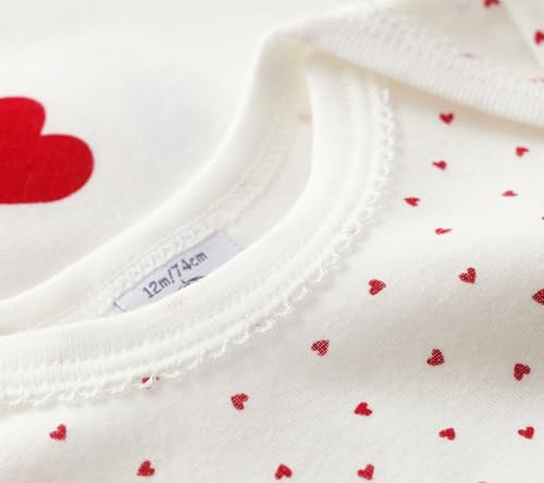 Confezione da 3 body manica corta bebè in cotone motivo cuore - 4