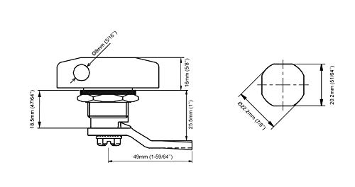Kipp 06652-004X8 Novo·Grip Thermoplastic Mini Wing with M4 External Thread, Metric, Steel Stud, 28 mm Diameter, 8 mm Screw Length, Grey (Pack of 10)