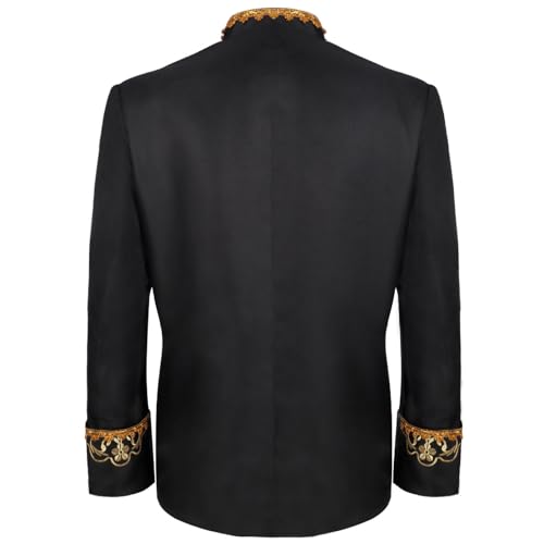 Cambkatl Men's Embroidered Court Prince Blazer Slim Fit Band Collar Suit Jacket Stylish Wedding Dinner Party Tuxedos3
