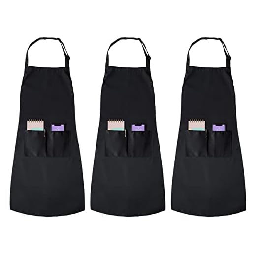 Joejis - Juego de 3 delantales unisex negros, correa ajustable y delantal de cocina de chef impermeable con 2 bolsillos para hombres y mujeres, delantales de cocina casera