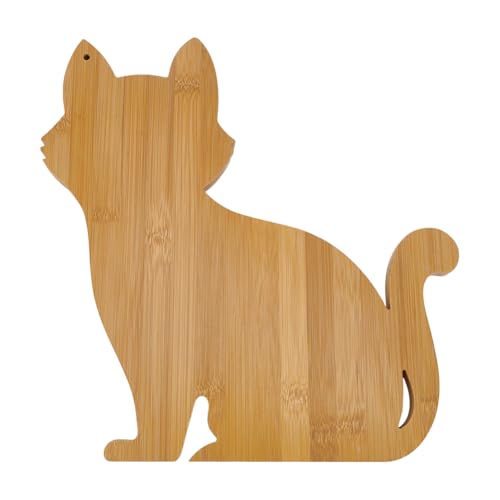 FINGERINSPIRE Planche à Charcuterie en Forme de Chat 288X280X15mm Planche à Découper en Bois de Chat Planche de Service pour Chat Marron Sable Plateau à Collation...