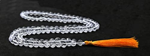 Image of Crystal Heaven Sphatik Mala 108 Beads Original Japa Prayer Beads-Spatik Mala Healing Gemstone Clear Quartz For Yoga Meditation Spiritual Reiki Feng Shui (7Mm Beads)