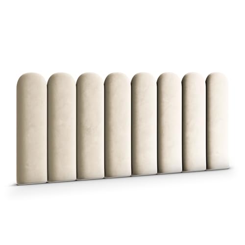 Muralo Panneau Mural Rembourré en Velours Magic Velvet 30x80 cm - Coussin Mural Capitonné, Effet 3D à Lignes Verticales, Confortable, Décoration Moderne...