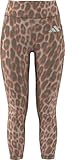 adidas Women's Optime Essentials Workout Leopard 7/8 Leggings, wonder alumina/chalky brown, L