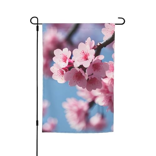 Drapeaux de jardin résistants à la décoloration avec imprimé fleurs de cerisier pour toutes les saisons, décoration de cour extérieure pour porches