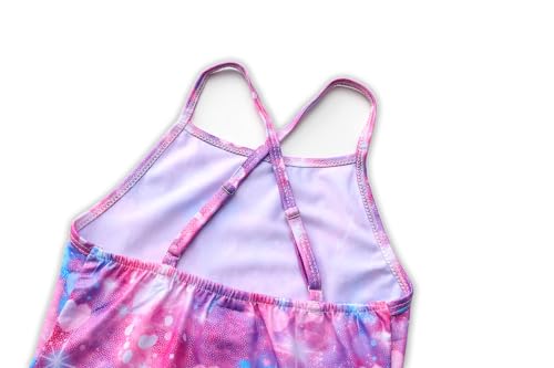 Image of iLover Girls Sparkle One Piece Swimsuits Crossback Swimwear Beach Bathing Suit with Adjustable Strap 4-10 Years