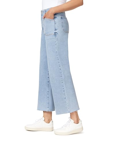 kensie Jeans for Women High-Rise Patch Pocket Ankle Wide Raw Hem Leg 27-inch Inseam, Sizes 0-122