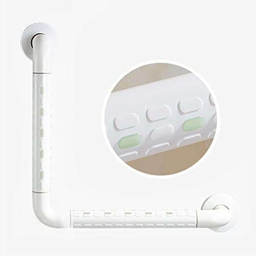 L字手すり90度手すり浴室 手すり 暗闇で光る アンチスリップ防錆抗菌浴槽手すり 表面ナイロン+ステンレススチールインナーチューブ 手すり ホワイト 30*30cm 荷重150kg