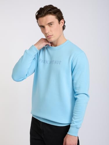 Image of Park Avenue Men Full Sleeve Slim Fit Solid Pattern Cotton Polyester Blend Regular Neck Regular Neck Casual Sweatshirt