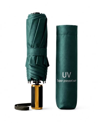 Image of UV Protection Compact Folding Umbrella for Men & Women || Windproof, Waterproof Travel Umbrella with Storage Case || Sun & Rain Protection || Lightweight Portable Umbrella