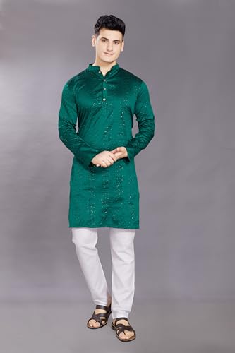 Image of DIVISIVE Men's Jequard Embroidered Art Silk Slim Fit Only Kurta