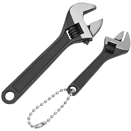 Mini Adjustable Wrench 4 Inch and 2.5 inch, Adjustable Hand Wrench Black Spanner with Chain Hand Knurl Tool for Repair Maintenance Automotive Car