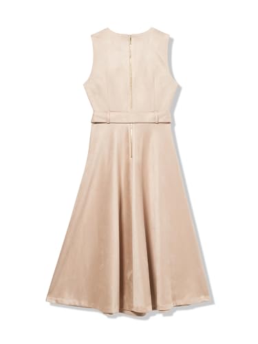 Image of Calvin Klein Sleeveless Dot Crepe Polka Dot Self Tie Midi Aline