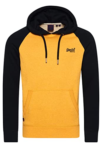 Superdry Men's Vintage Logo EMB Baseball Hood Sweatshirt, Turmeric Marl/Eclipse Navy, M