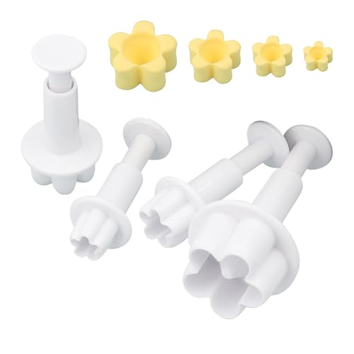 driattie Cortador de fondant de estrella, juego de cortadores de galletas con émbolo de flores, émbolo de galletas para fondant, alimentos, chocolate, postres, decoración de Navidad para niños