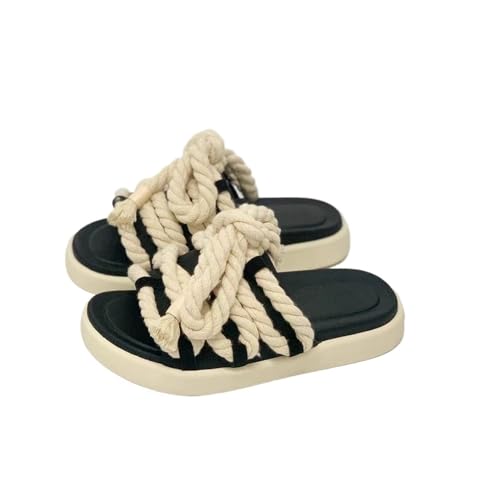 Womens Sandals Niche design retro style hemp rope woven slippers women's outdoor wear summer thick-soled casual open-toed sandals3