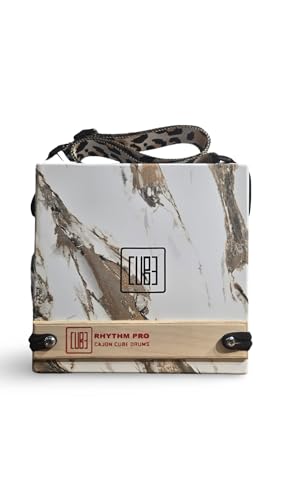 Image of Cajon Cube 12 Pro Traveller Cajon With External Snare Tap For Kids,Adults & Professional Musicians Super Sound Quality Made With American Birch Wood. (WHITE MARBLE)