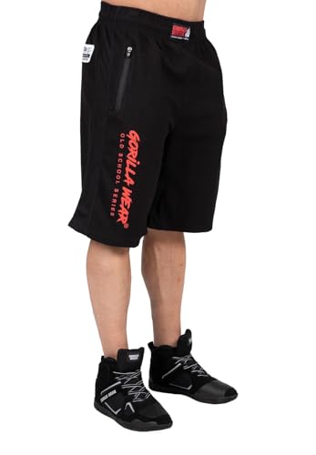 Gorilla Wear - Augustine Old School Shorts - Schwarz/Rot - Bodybuilding Sport Alltag Freizeit mit Logo Aufdruck leicht und bequem für optimale Bewegung, XXL-3XL