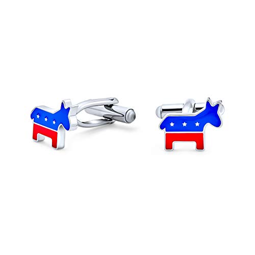 Mancuernillas Bling Jewelry Animal Asno USA Enamel Plata miniatura 1