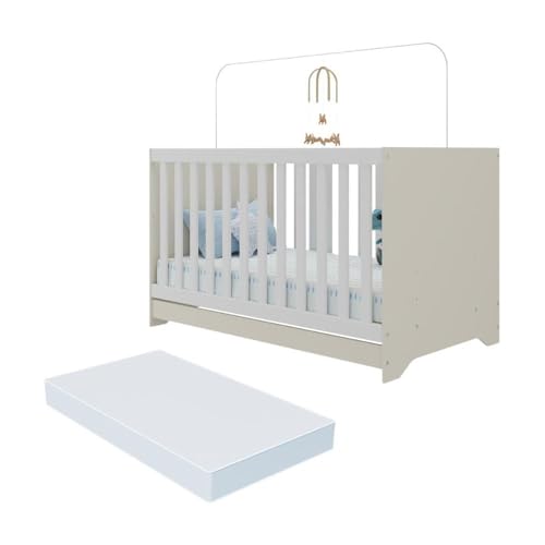 Berço Americano 3 em 1 com Colchão Incluso Multimóveis MP0527PA Off White/Branco