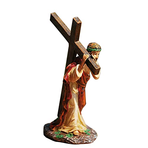 11 x 12 cm hars kruis thuis kerk decoraties - handbeschilderde kerststal kruis decoratie - plank tafeldecoratie - religieuze aanbidding en vieringen - Image 3