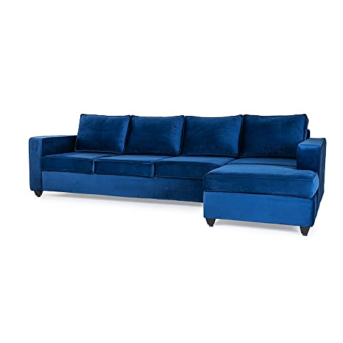 Image of Wakefit 3 Seater Sofa Set | 3 Year Warranty | Velvet Blue Sofa for Living Room - Napper