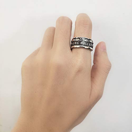 Patriotic United States National Emblem Coin Engraved Signet Rings For Men Men Couples Statement Band Wide Vintage Middle Tail Finger Ring Silver Plated Gothic Punk Personalized Dainty Husband Best Friends Birthday (Size11) #TOP6