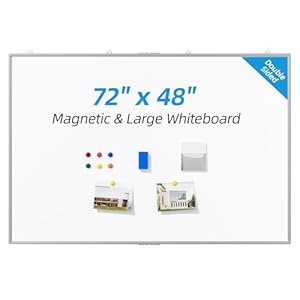 VOWNER 72″x48″ Magnetic Dry Erase Board for Wall, Hanging Mounted Whiteboard with Silver Aluminum Frame, Includes Eraser, Markers and Magnets,Large Whiteboard for Home, Office, School