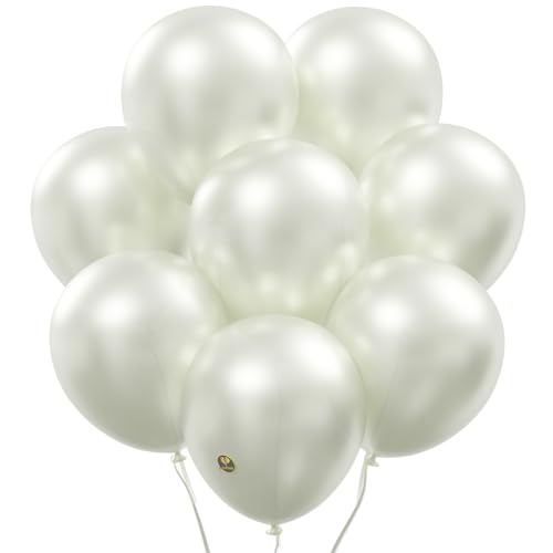 Image of AFTERLOON Biodegradable Natural Rubber Latex Balloons 24 pcs Pearlized White 10 Inch Pearl Color, Plastic-Free Alternative Pearlescent Durable Thickened Extra Strong Helium Float Bulkation Fiestas