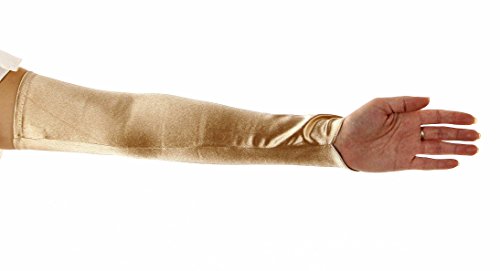 Dancing with Moon Fingerless Satin Opera Length Gloves, Champagne